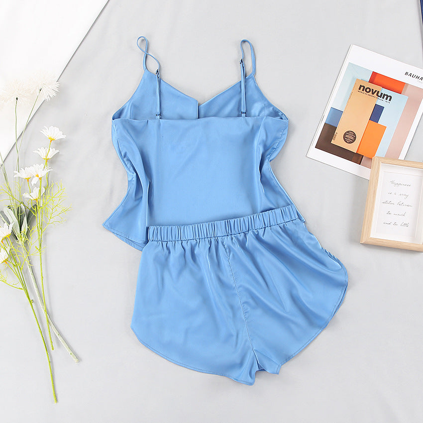 Pyjama-Shorts-Set aus Satin mit Spaghettiträgern