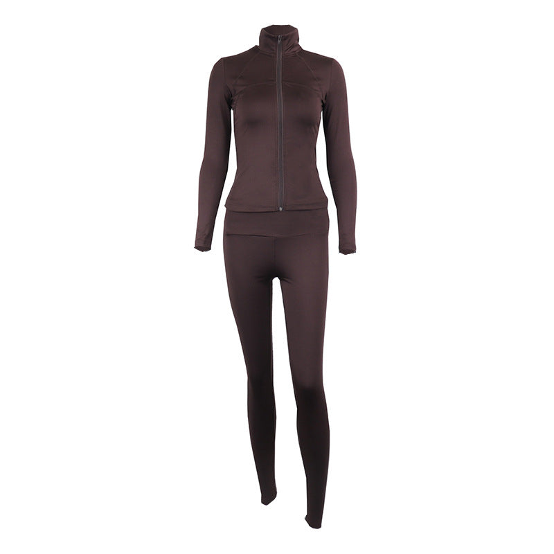 Conjunto de ropa deportiva deportiva con chaqueta y medias con cremallera
