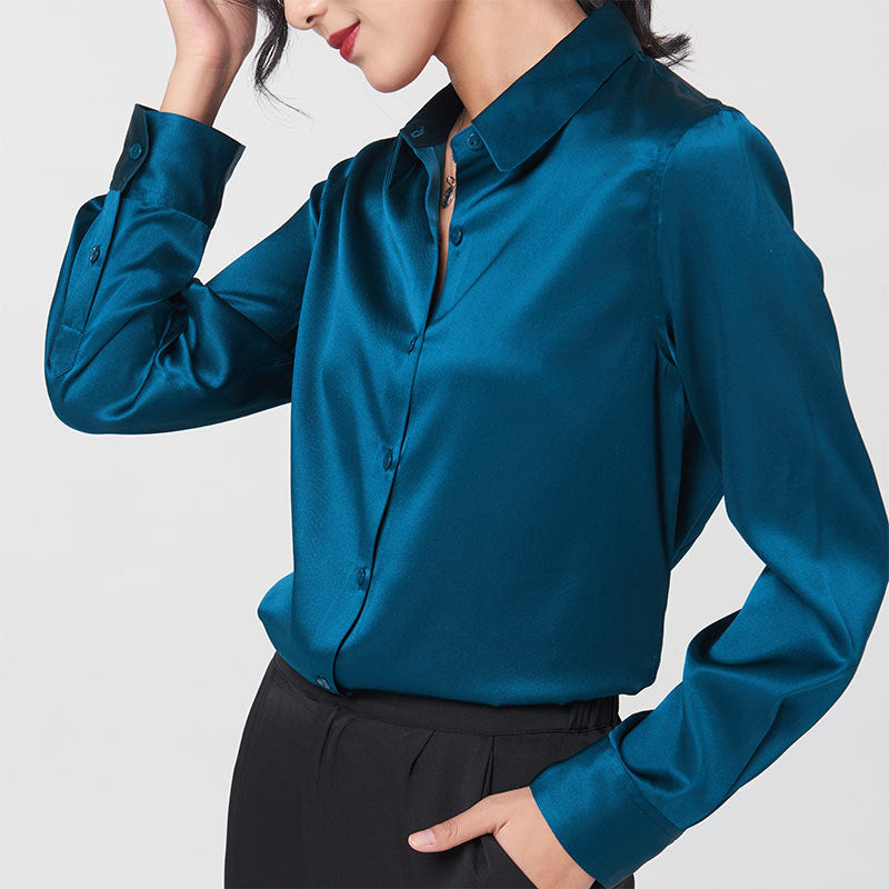 Satin Long Sleeve Collar Shirt