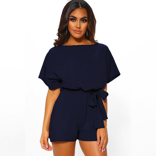 Summer Shorts Belted Jumpsuit