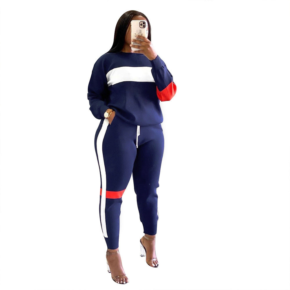 Gestreifter Pullover/kurzärmeliger zweiteiliger Hosenanzug