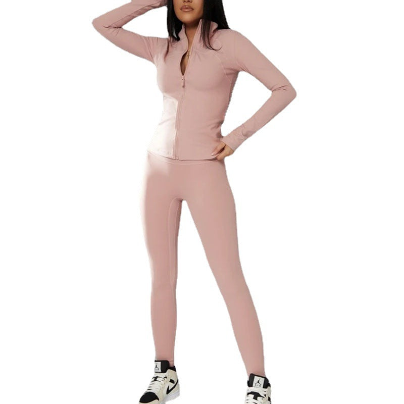 Conjunto de ropa deportiva deportiva con chaqueta y medias con cremallera