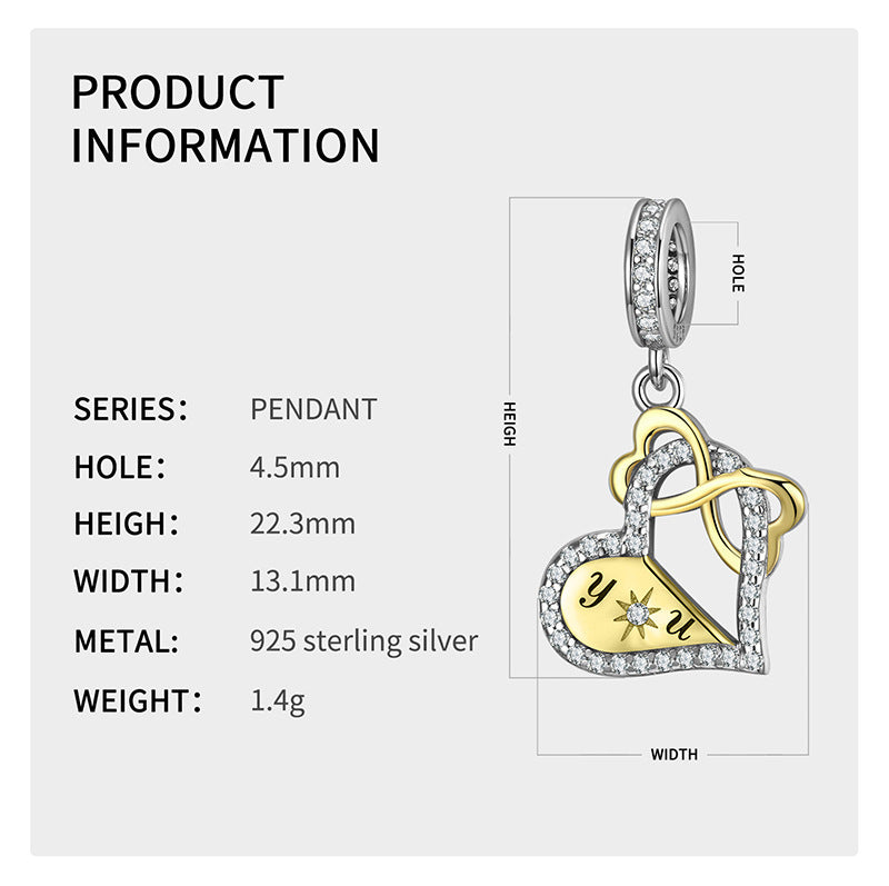 „Love You to ETERNITY“-Armband/Halsketten-Anhänger aus 925er-Sterlingsilber