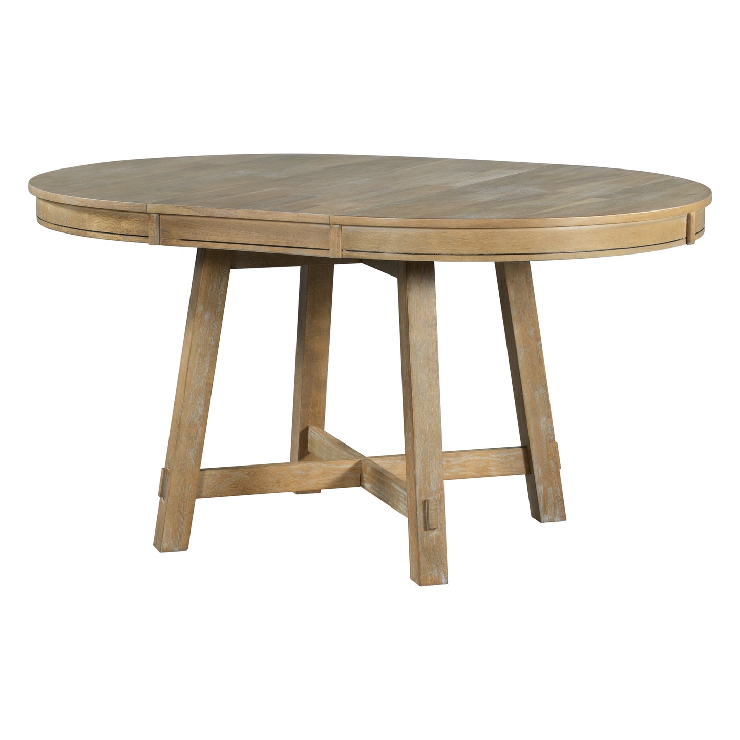 Mesa de comedor extensible redonda de madera de 5 piezas y 4 sillas de comedor tapizadas