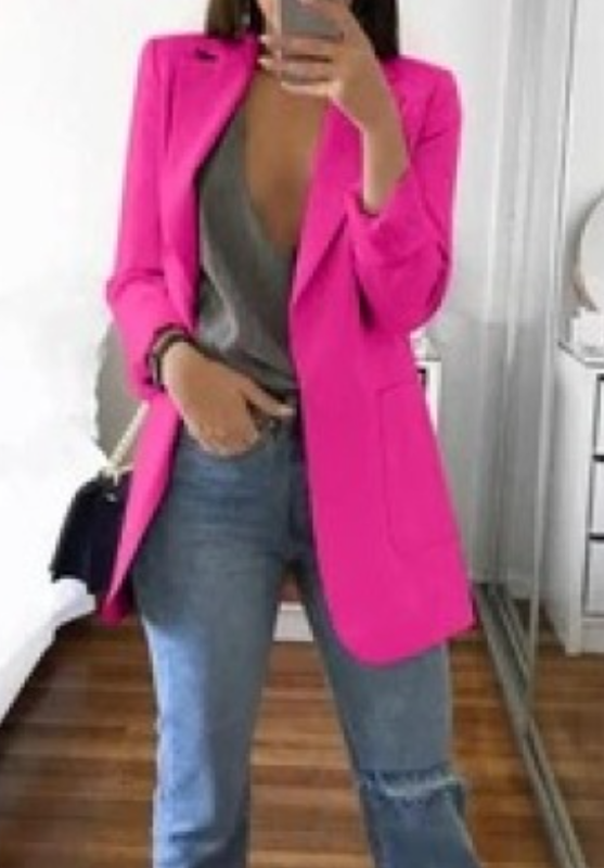 Revers-Blazer in mittlerer Oberschenkellänge