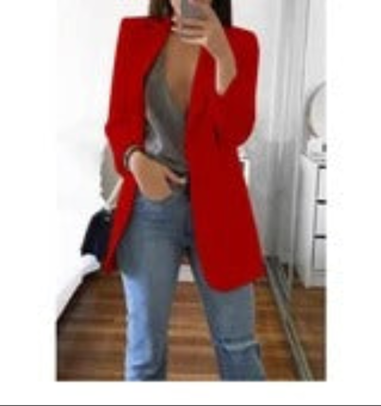 Revers-Blazer in mittlerer Oberschenkellänge