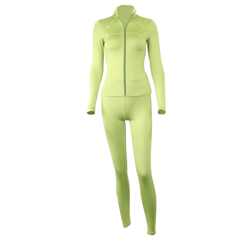 Conjunto de ropa deportiva deportiva con chaqueta y medias con cremallera