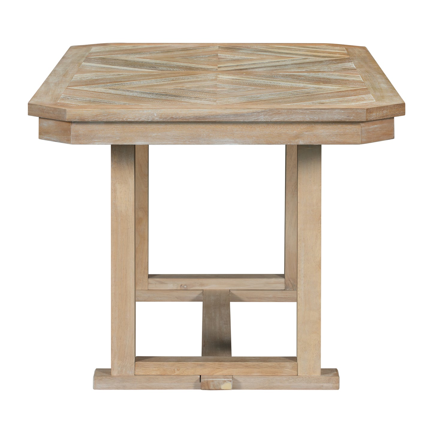 Juego de mesa de comedor de madera Chevron de 6 piezas con banco