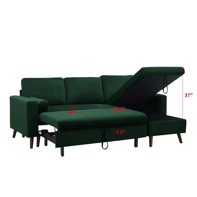 88" Reversible Sectional Sofa Multi-function Pullout Bed & Storage