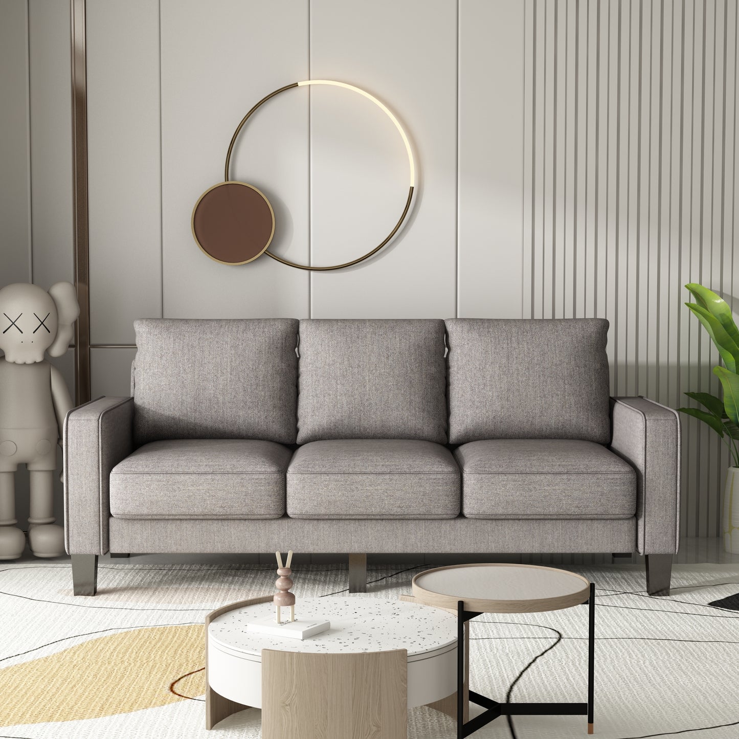 Modern Light Grey Linen Sofa