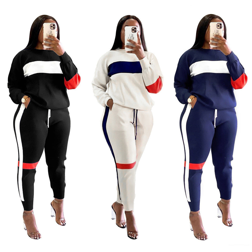 Gestreifter Pullover/kurzärmeliger zweiteiliger Hosenanzug