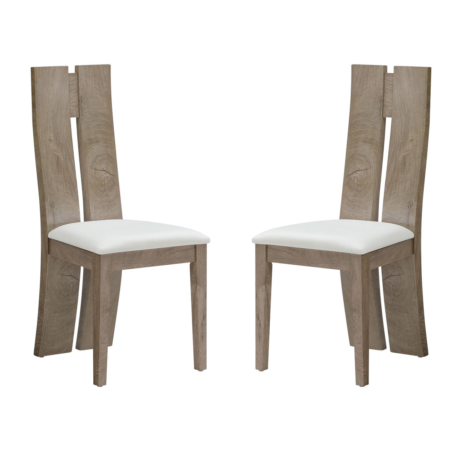 Esszimmerstuhl 2er Set PU Leder gepolstert Sitzkissen Holz hohe Rückenlehne