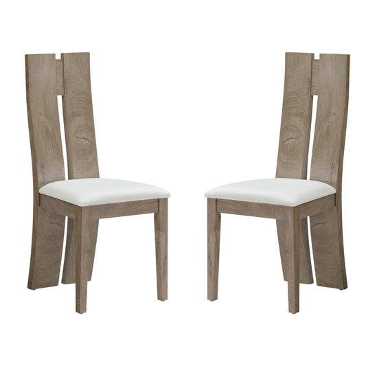 Dining Chair Set of 2 PU Leather Upholstered Cushion Seat Wooden High Back