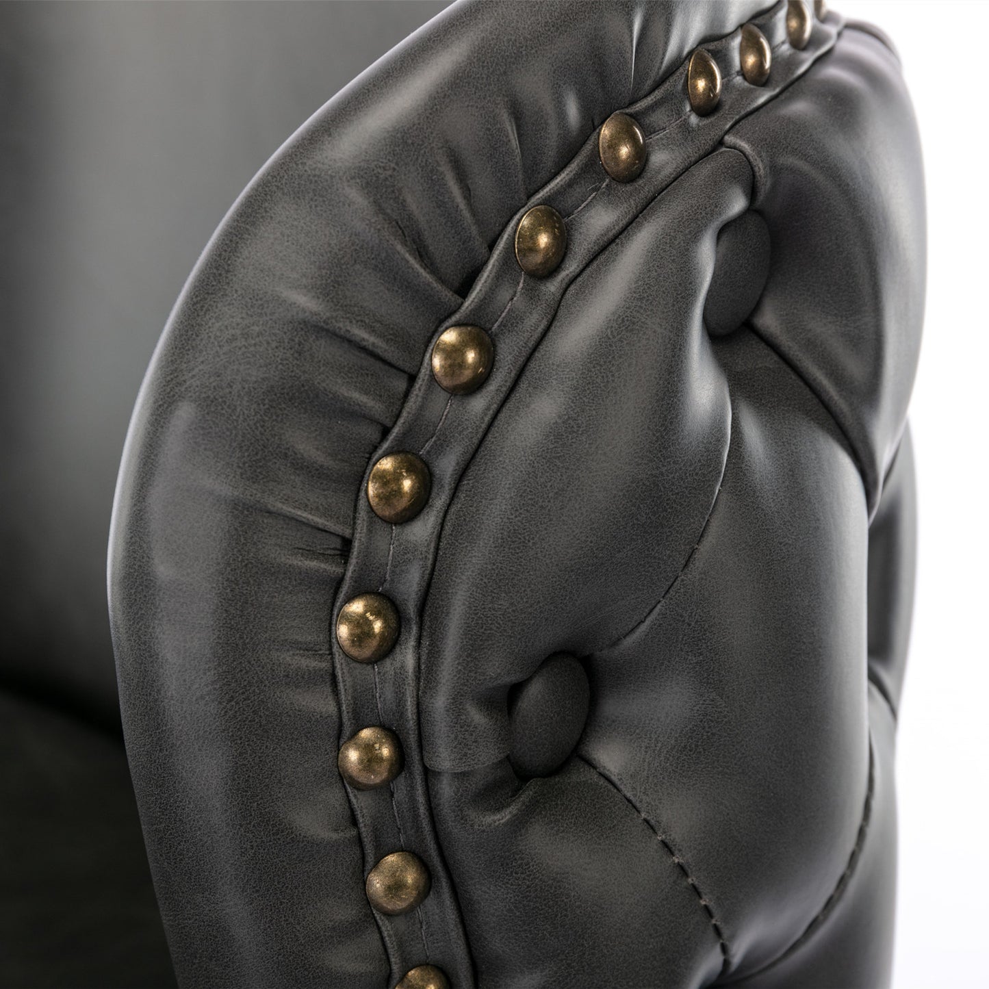 A&A Furniture, anthrazitgraue, mit veganem Leder gepolsterte, drehbare Barhocker (2er-Set)