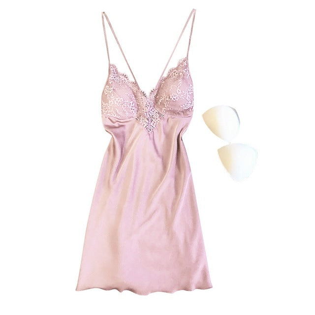 Slip de pijama de satén de lencería sexy para mujer