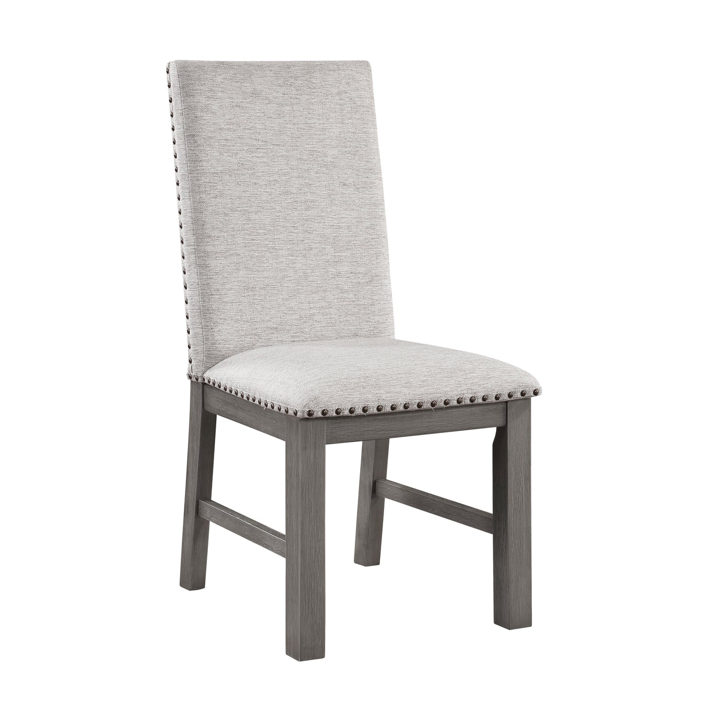 Juego de mesa de comedor gris rústico de 5 piezas con hoja extensible y 4 sillas tapizadas de tela