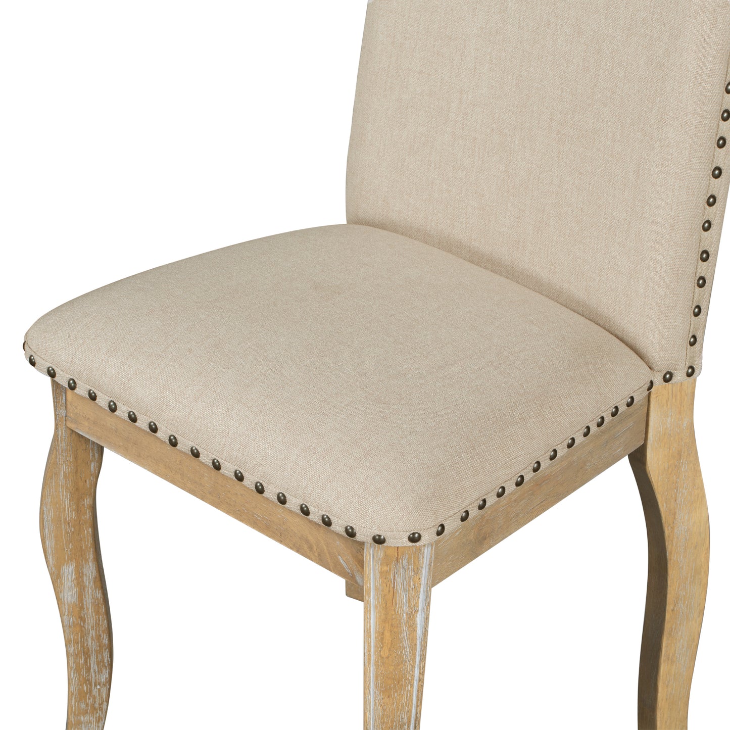 Mesa de comedor extensible redonda de madera de 5 piezas y 4 sillas de comedor tapizadas