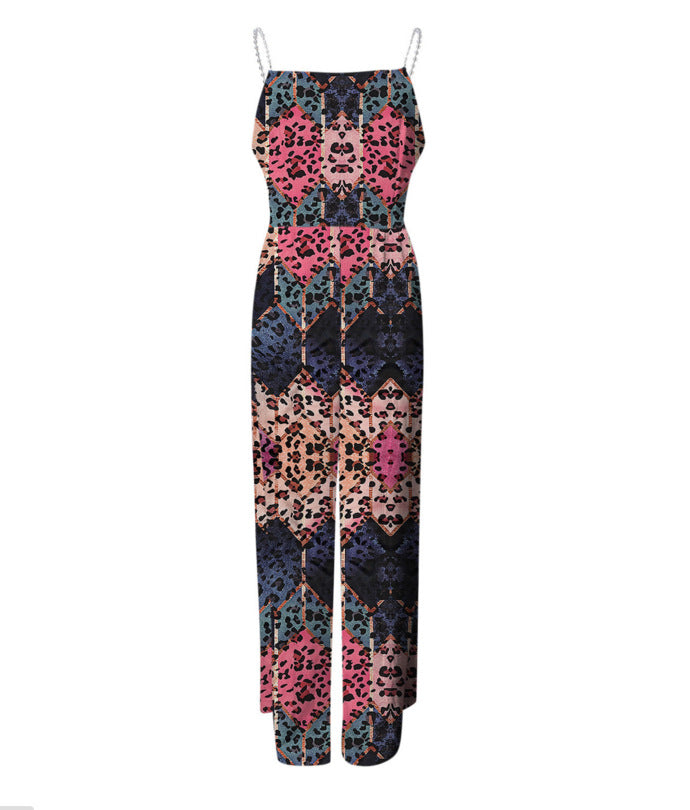 Jumpsuit mit weitem Bein und Perlenriemen