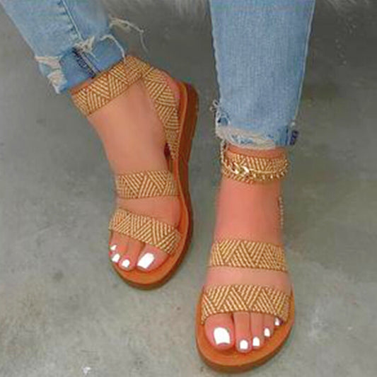 Flache, gepolsterte Damen-Riemensandalen