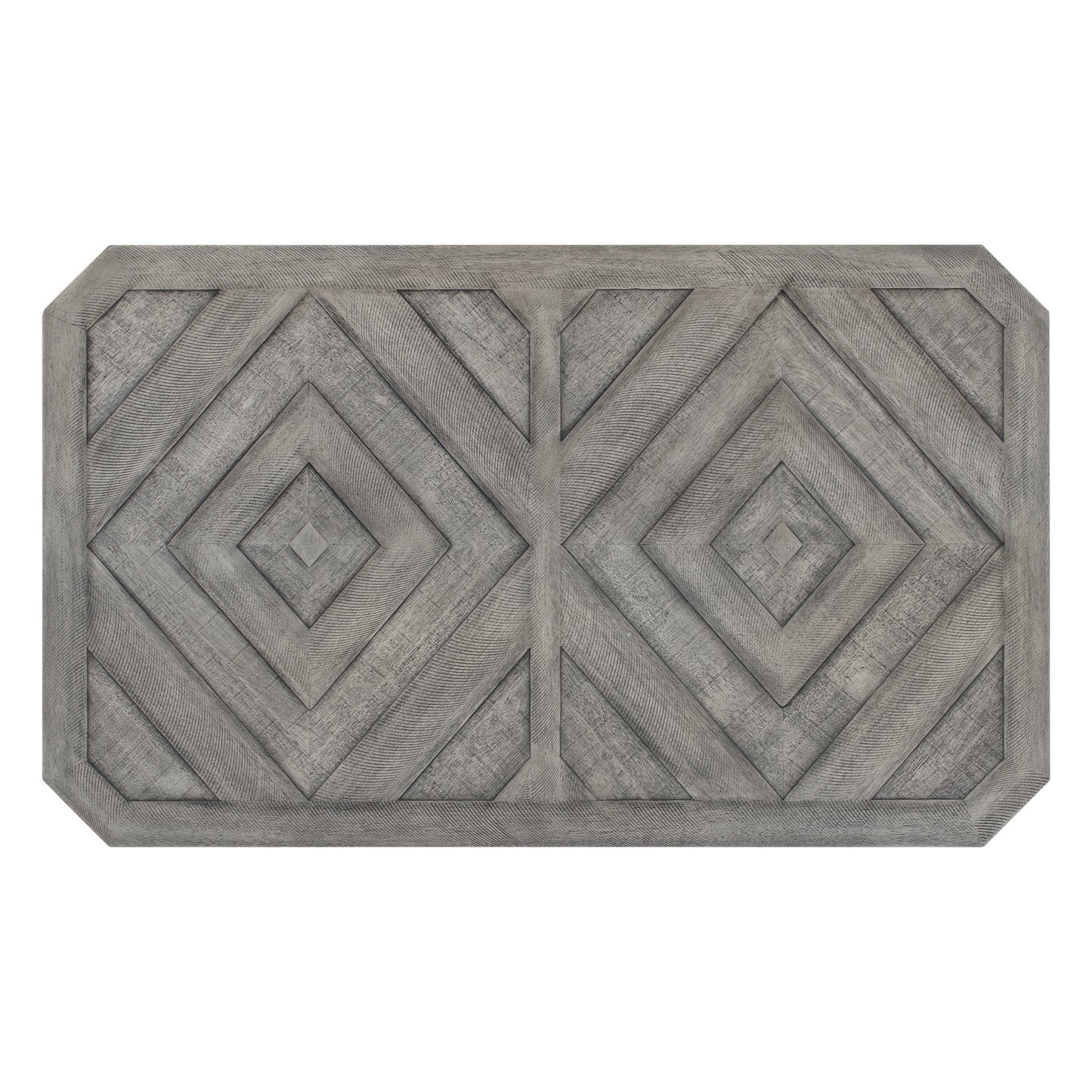 6-teiliges Esstisch-Set mit Chevron-Holzmaserung, gepolsterten Stühlen und Bank (grau)