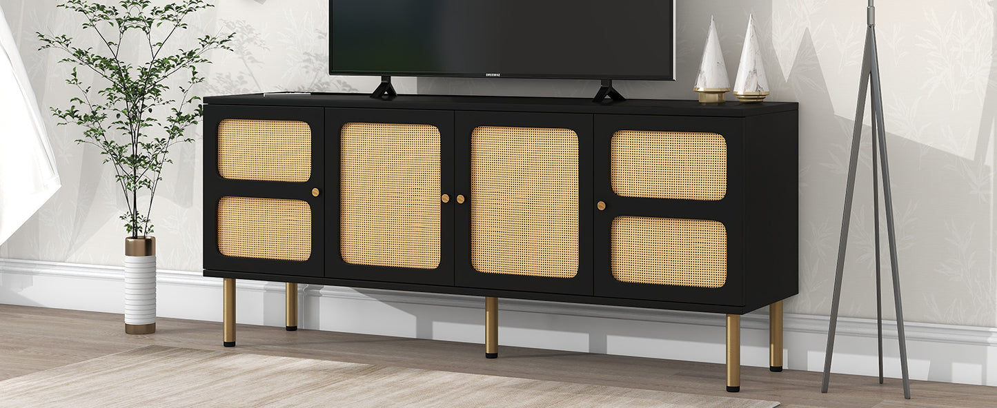 Black & Rattan TV Stand for TVs Up to 70”