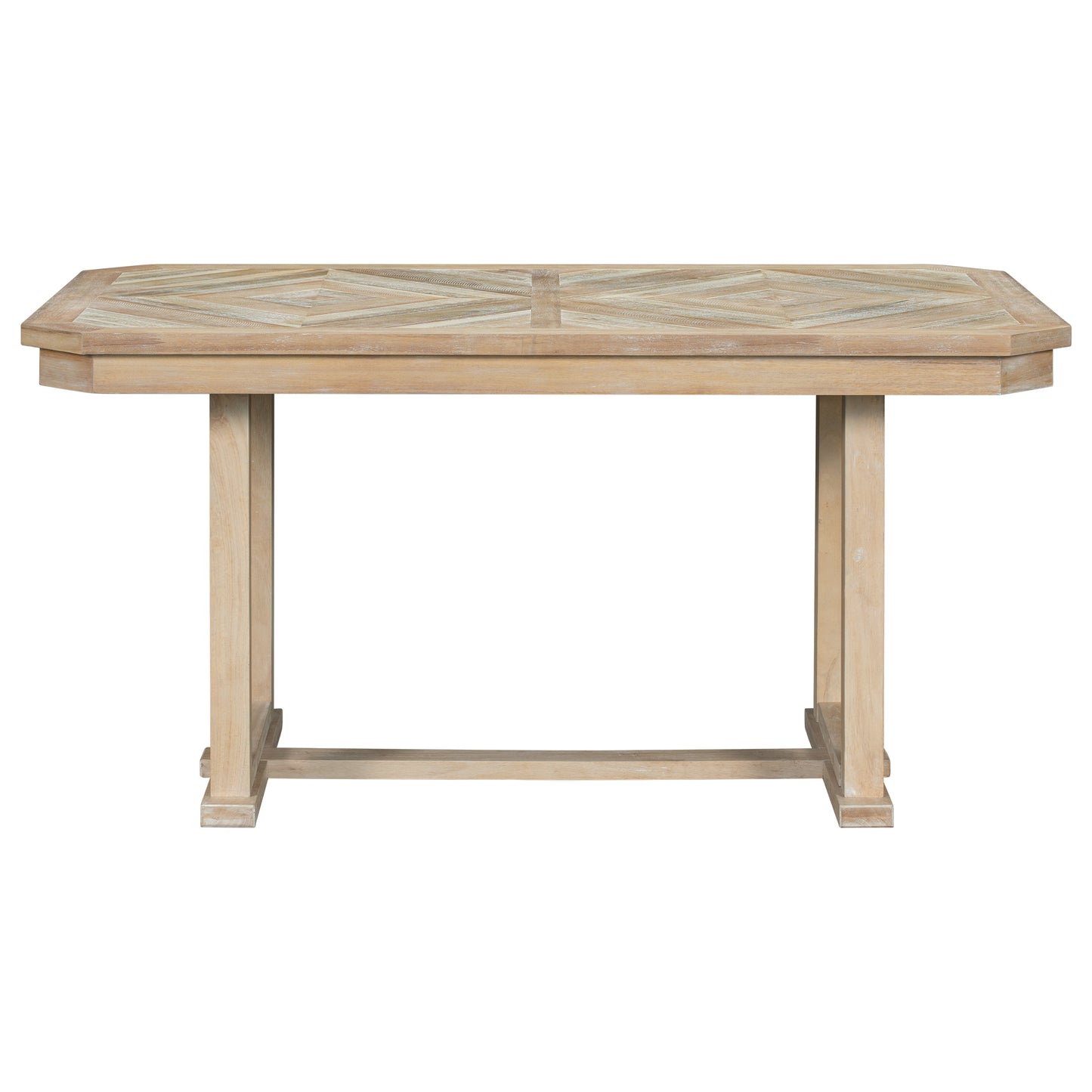 Juego de mesa de comedor de madera Chevron de 6 piezas con banco
