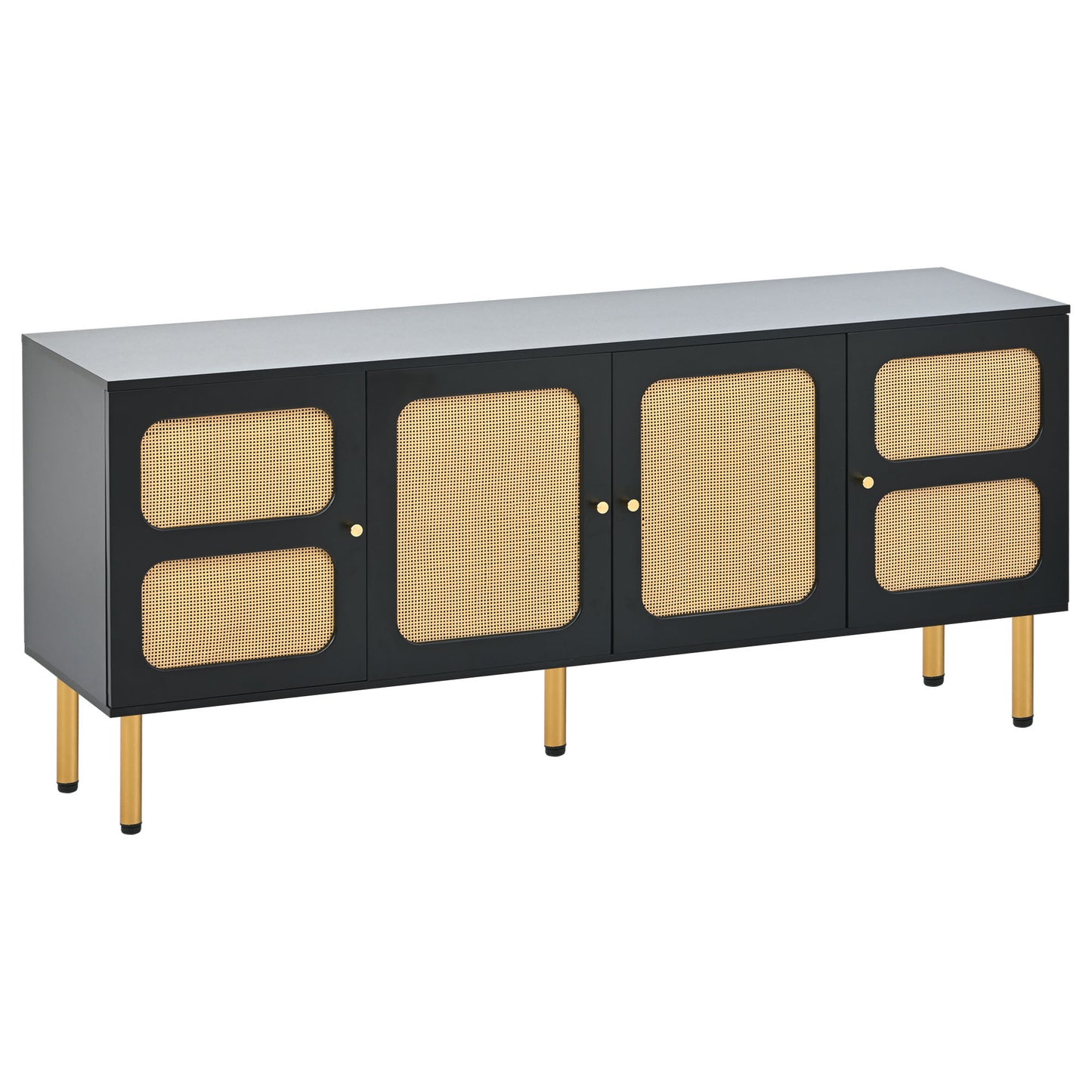 Black & Rattan TV Stand for TVs Up to 70”