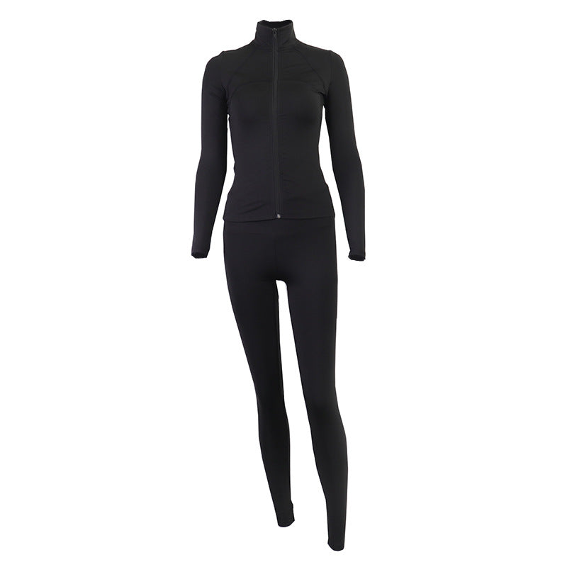 Conjunto de ropa deportiva deportiva con chaqueta y medias con cremallera