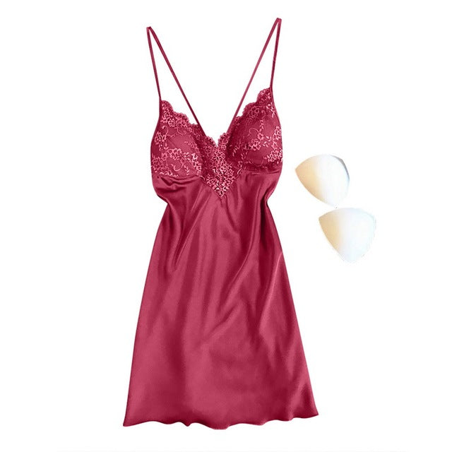 Slip de pijama de satén de lencería sexy para mujer