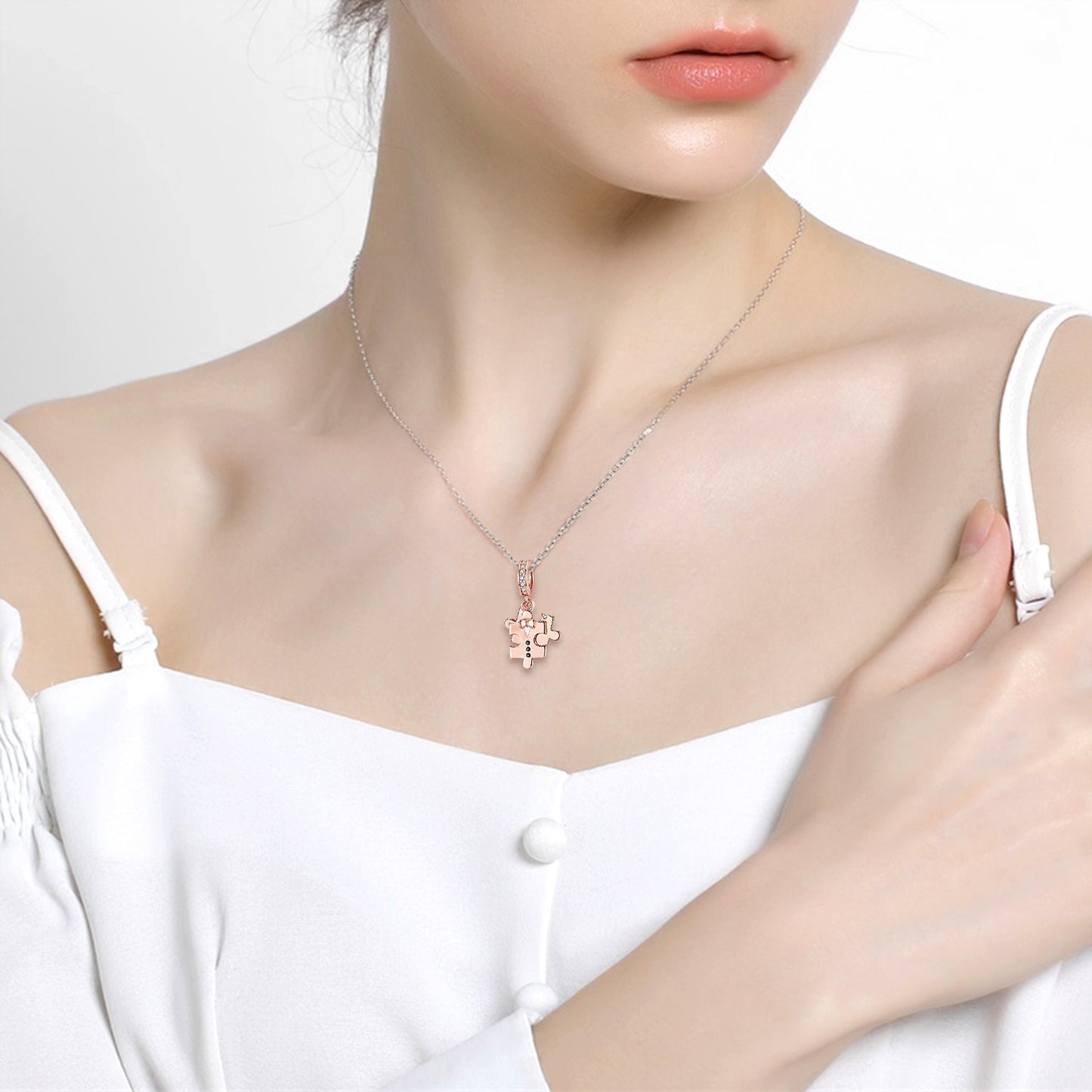 Found the Missing Piece Jigsaw Pendant Rose Gold Plated Valentine's Day Gift