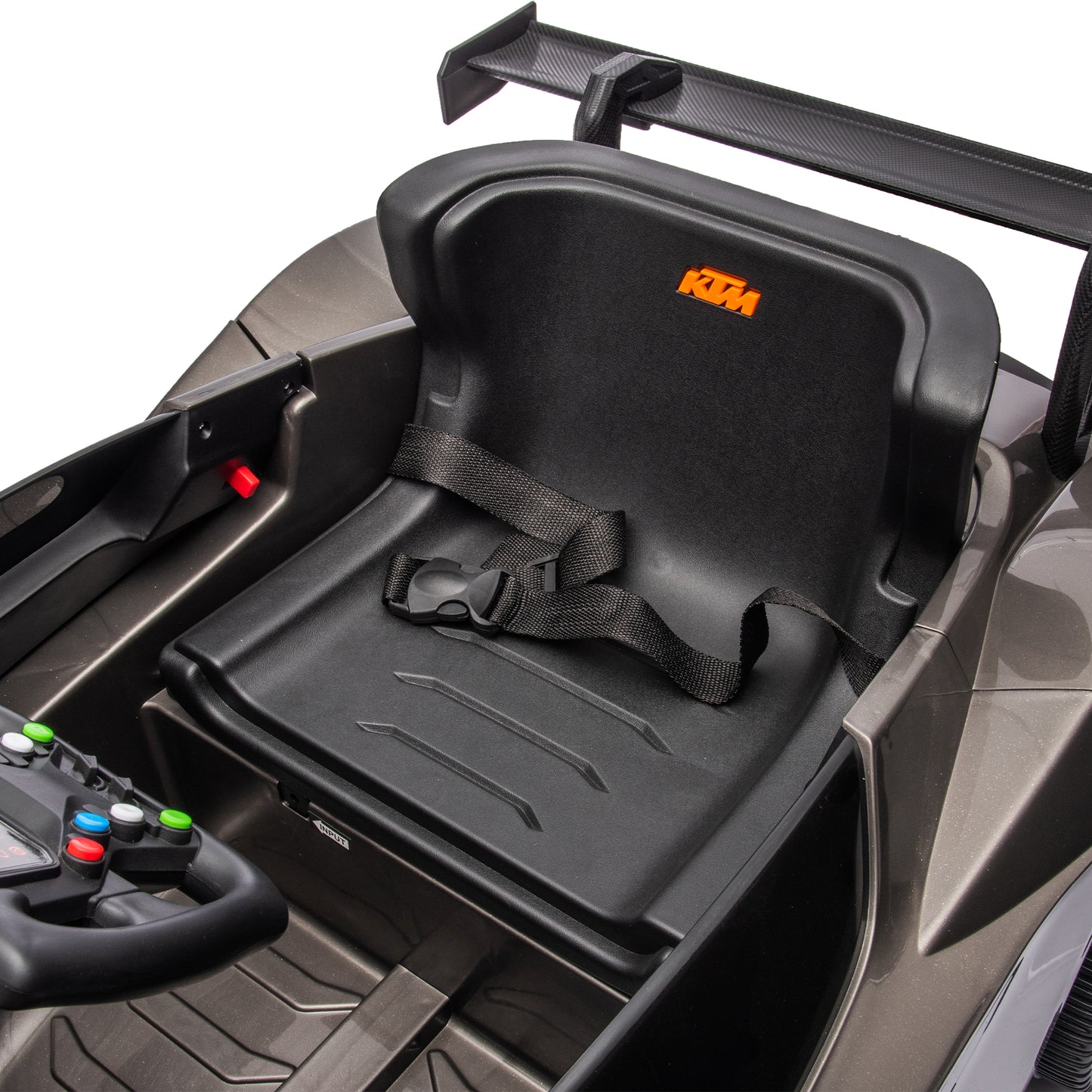 Lizenziertes KTM x BOW GTX, 12v7A Kinderauto zum Aufsitzen, 2,4 GW/Elternfernbedienung, Elektroauto für Kinder, drei Geschwindigkeiten einstellbar, Leistungsanzeige, USB, MP3, Bluetooth, LED-Licht, Zweipunkt-Sicherheitsgurt