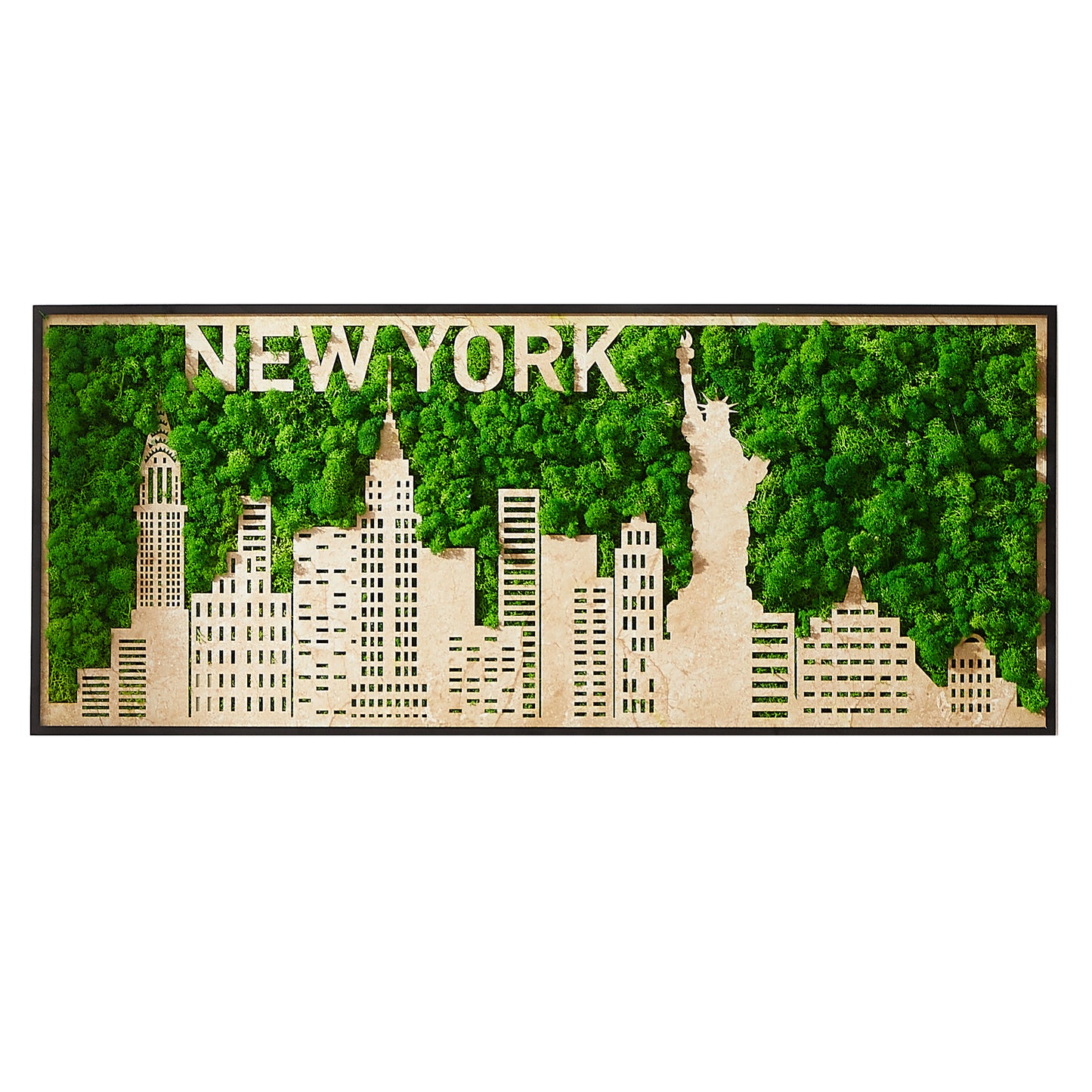 New York Moss City Silhouette Metal Wall Art Small