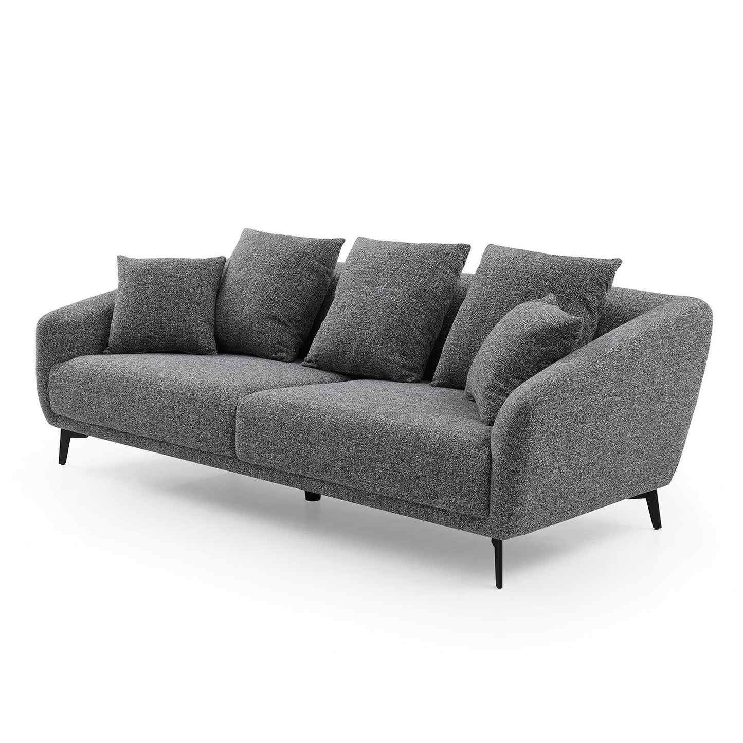 Maison 3 Seater Sofa Couch Three Cushions & 2 Pillows - Dark Grey