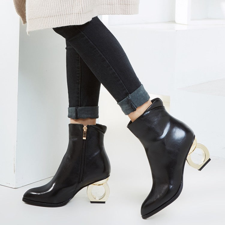 Gold Oval Heel Ankle Boots (Color Options)