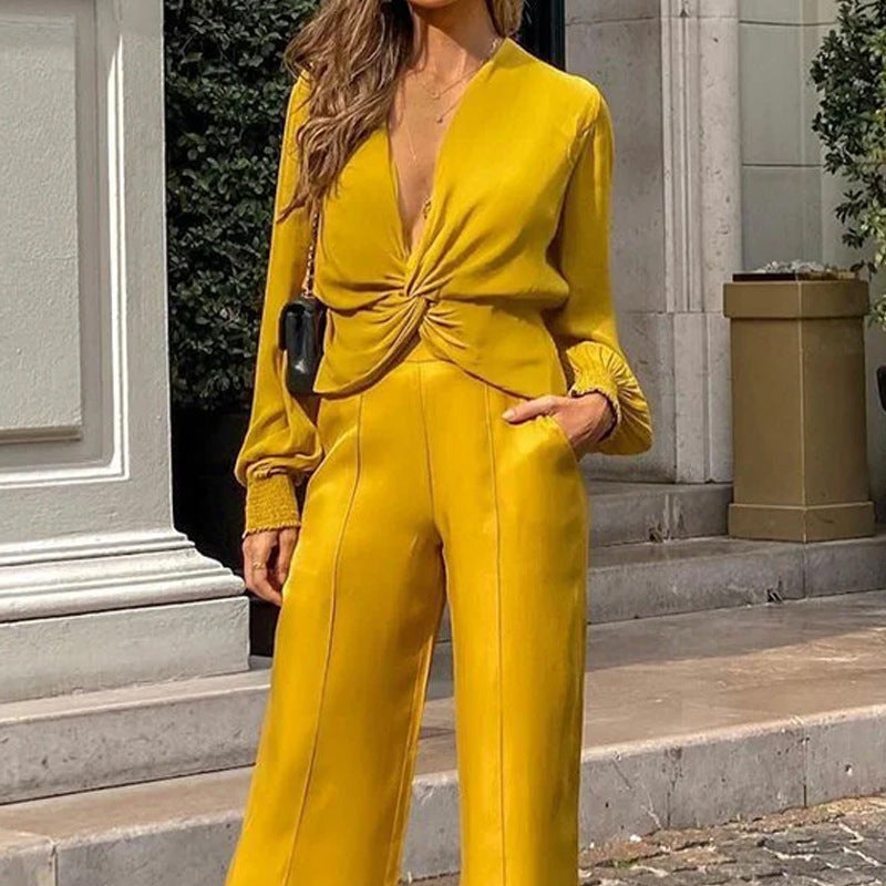 Golden Women's Two-Piece Outfit Set