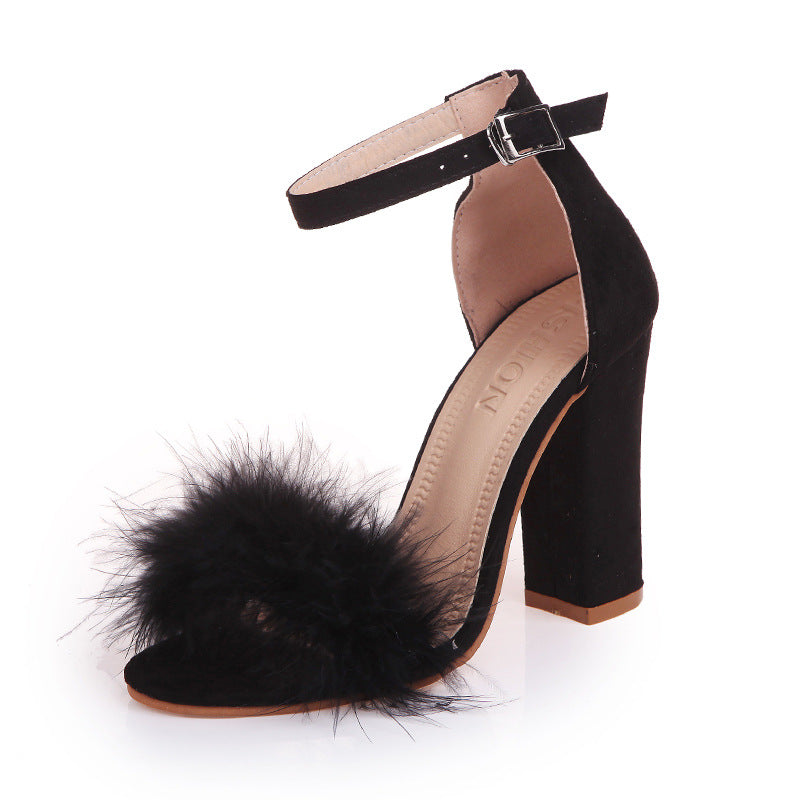 Feather Toe Heels (4 Colors)