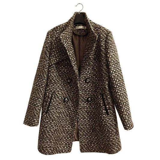 Zweireihiger Mantel aus Tweed mit Revers