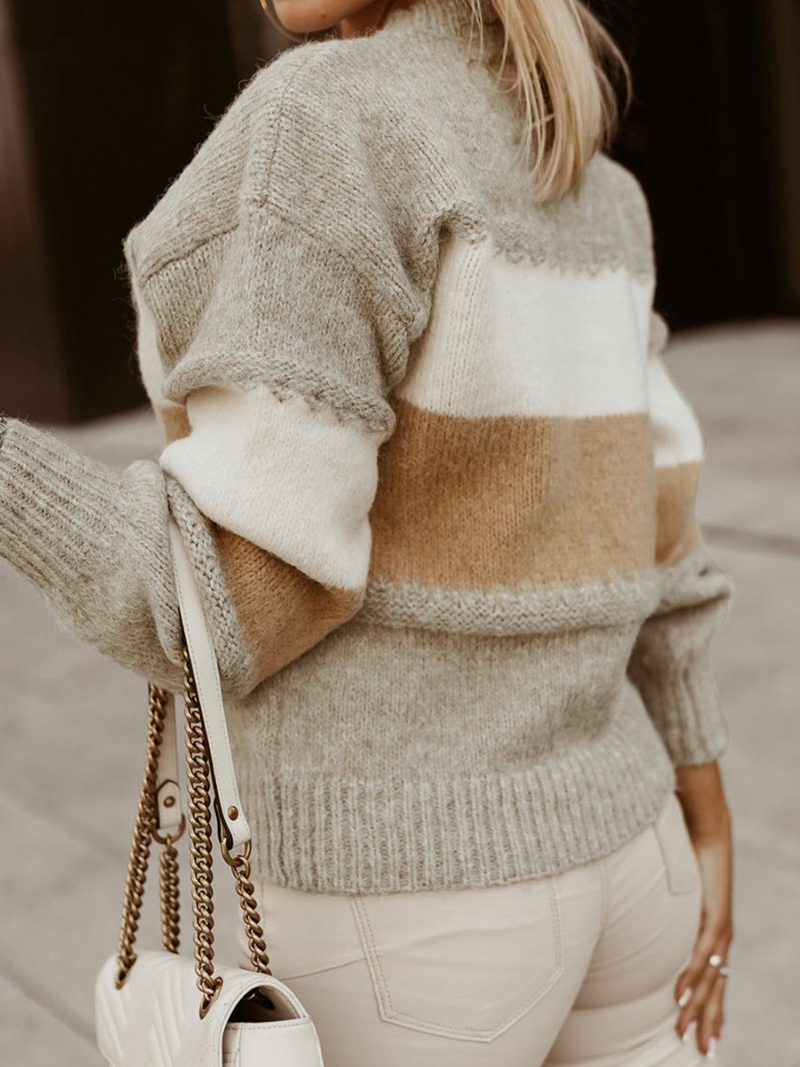 Suéter con escote redondo y bloques de color
