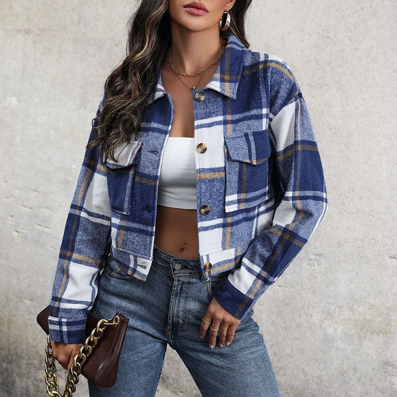 Plaid Lapel Cropped Jacket (3 Colors)