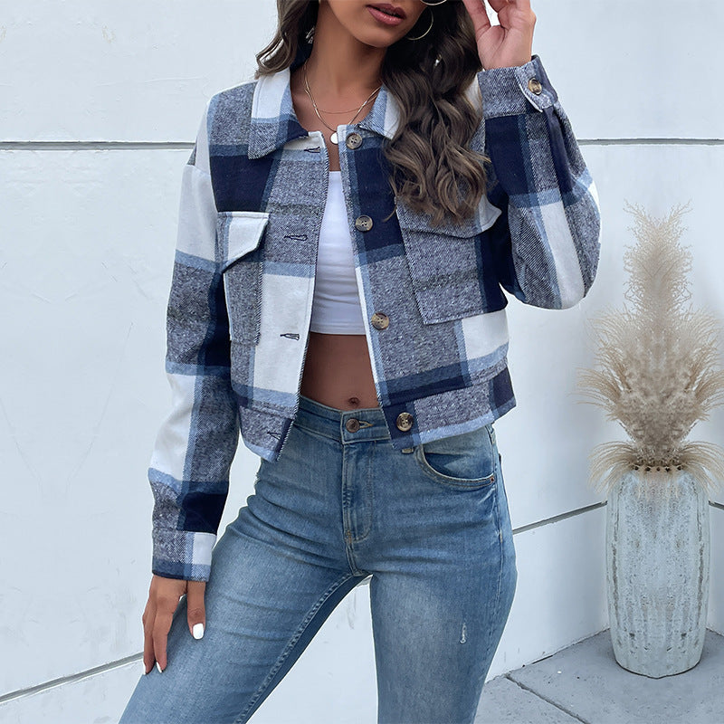 Plaid Lapel Cropped Jacket (3 Colors)