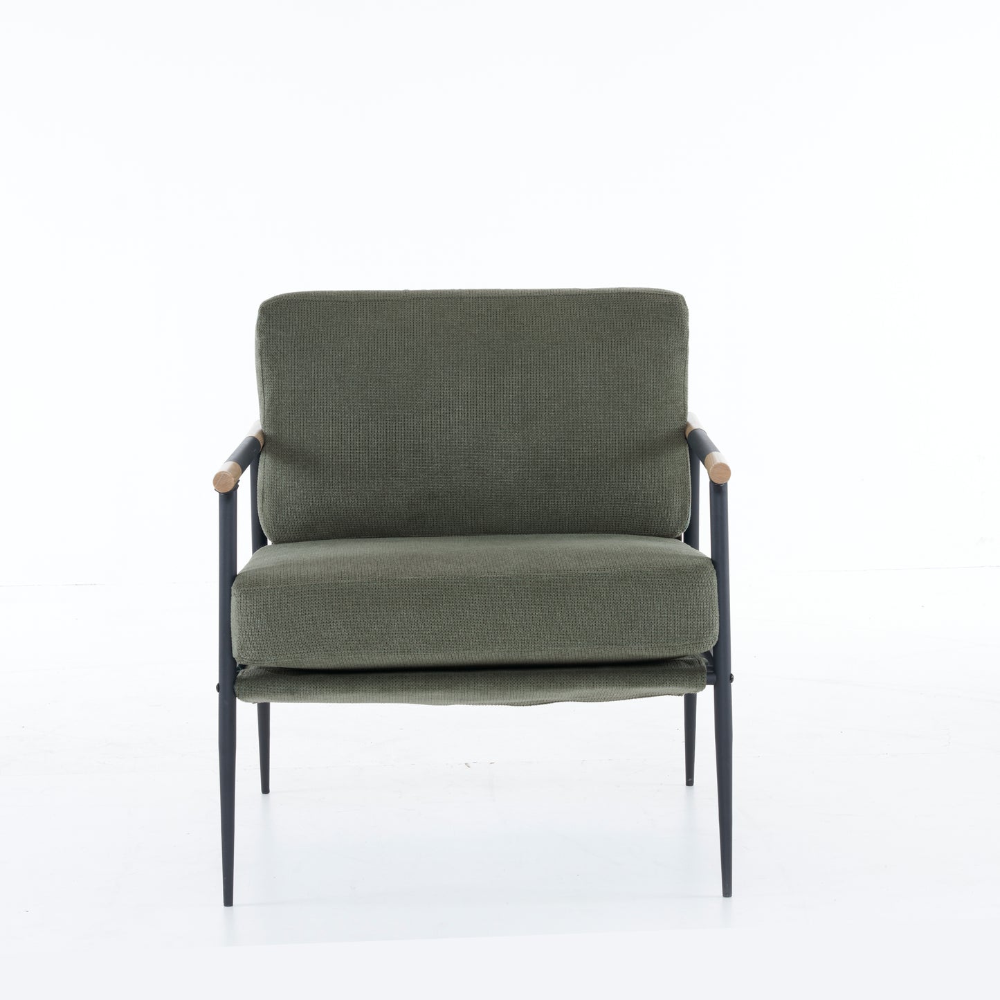 Modern Mid Century Steel Frame Lounge Chair - Green