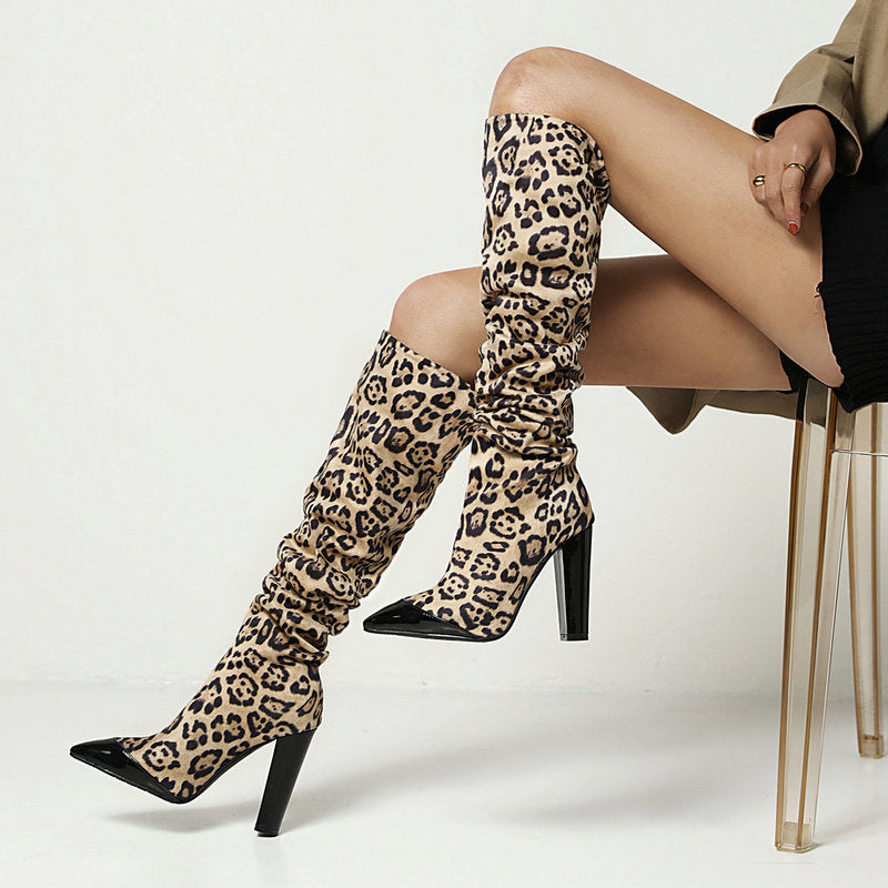 Color Block Feature Knee High Boots (Color Options)