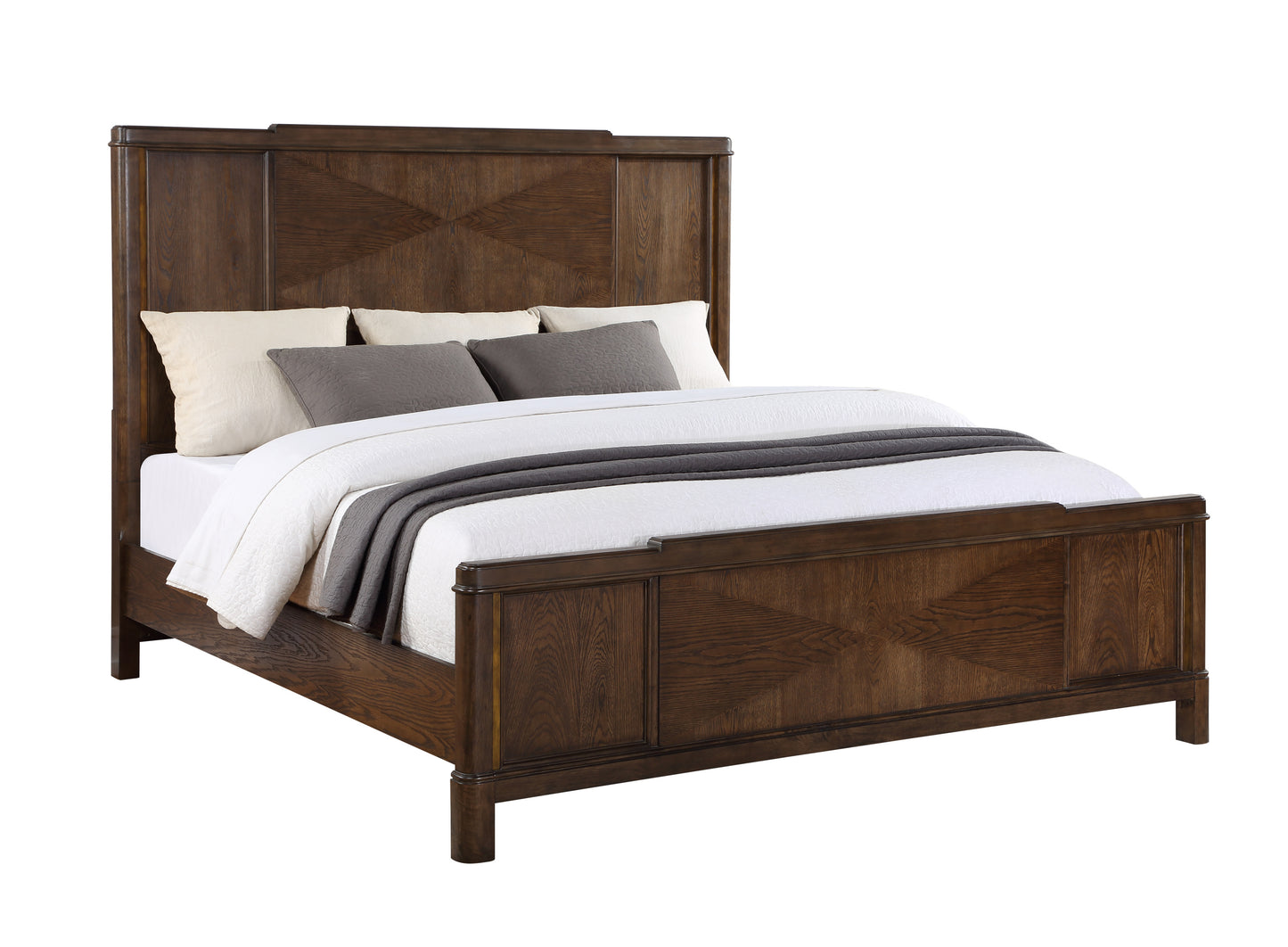 4 Piece Bronze & Walnut King Bedroom Set