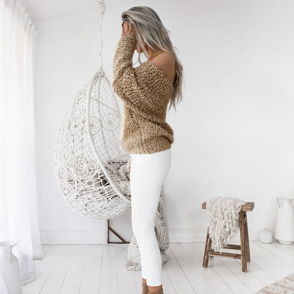 Knitted Off-Shoulder Sweater