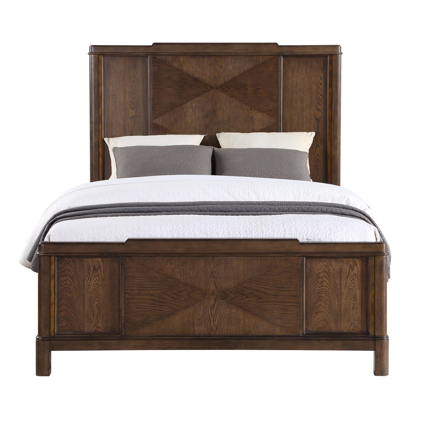 4 Piece Queen Bronze & Walnut Bedroom Set