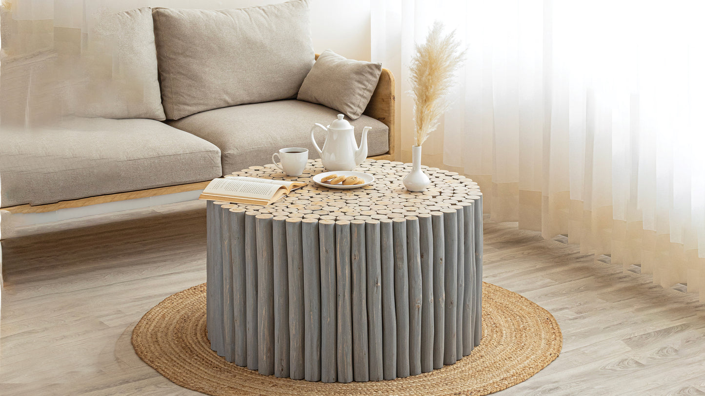 Grey Weathered Wood Branch Coffee Table