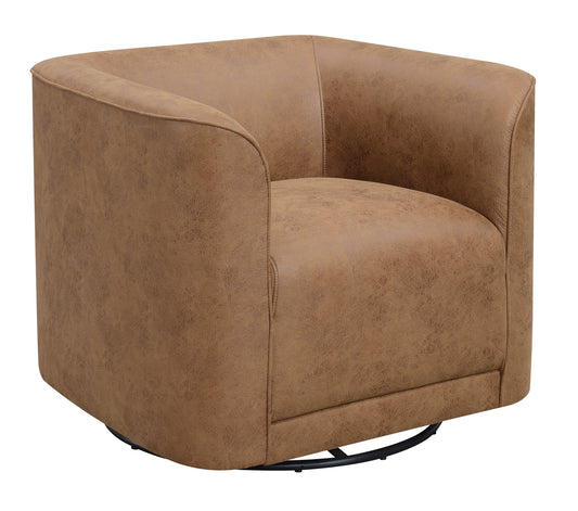 Camel Brown Swivel Accent Chair
