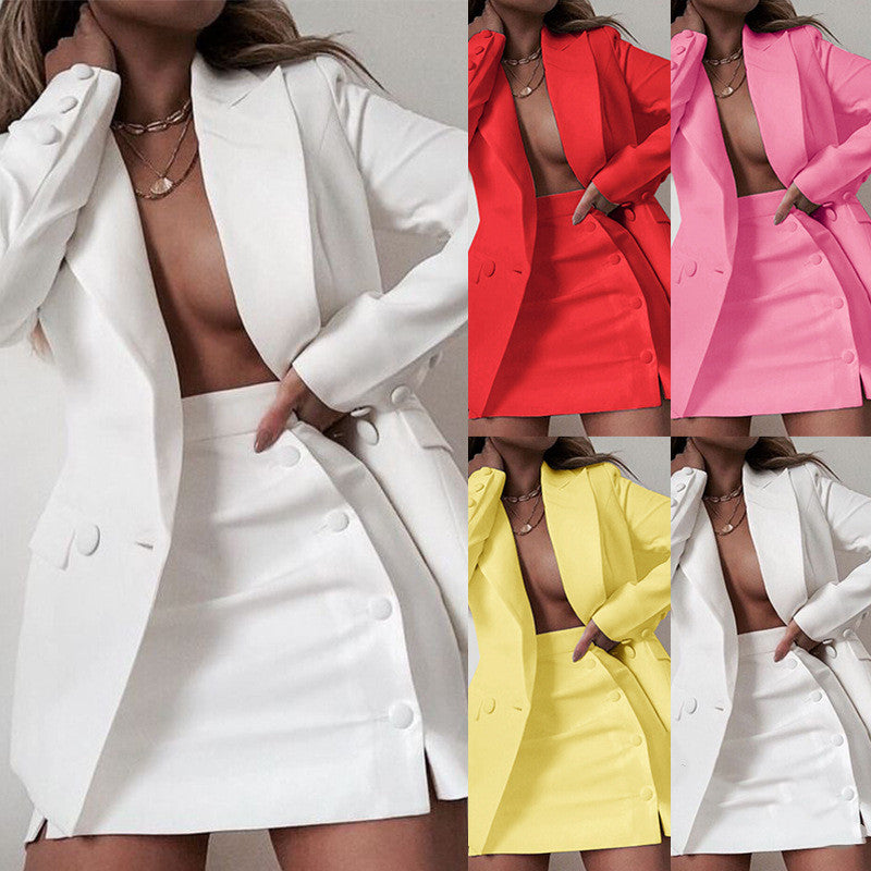 Two-piece Bright Lapel Skirt Suit