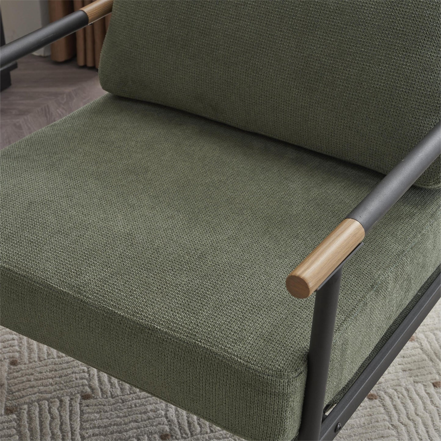 Modern Mid Century Steel Frame Lounge Chair - Green