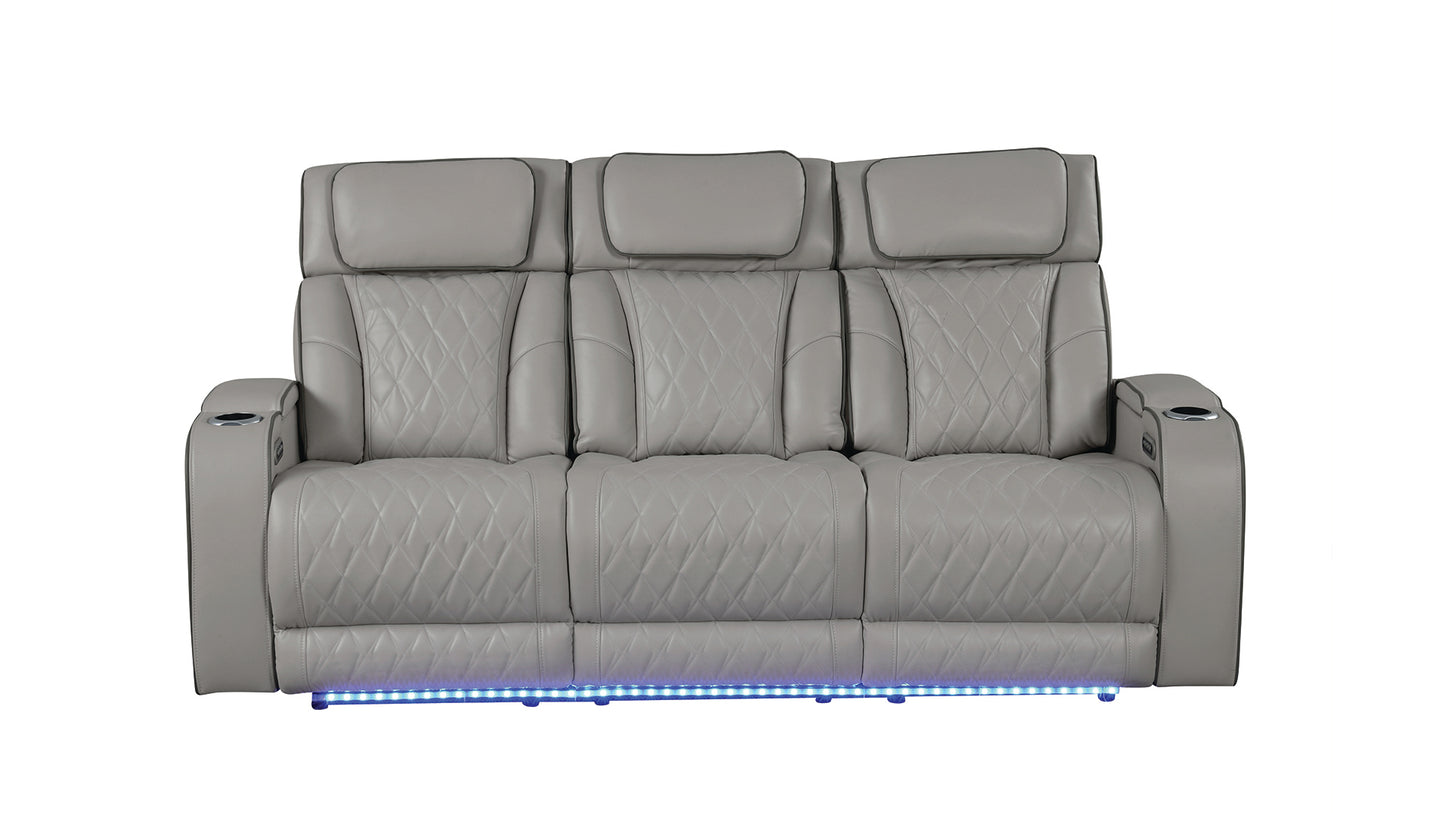 Dual Power Massage Reclining Sofa - Gray
